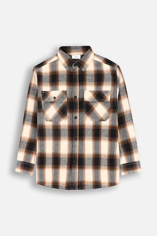 Detská bavlnená košeľa Coccodrillo bavlna hnedá ZC4136101FBJ