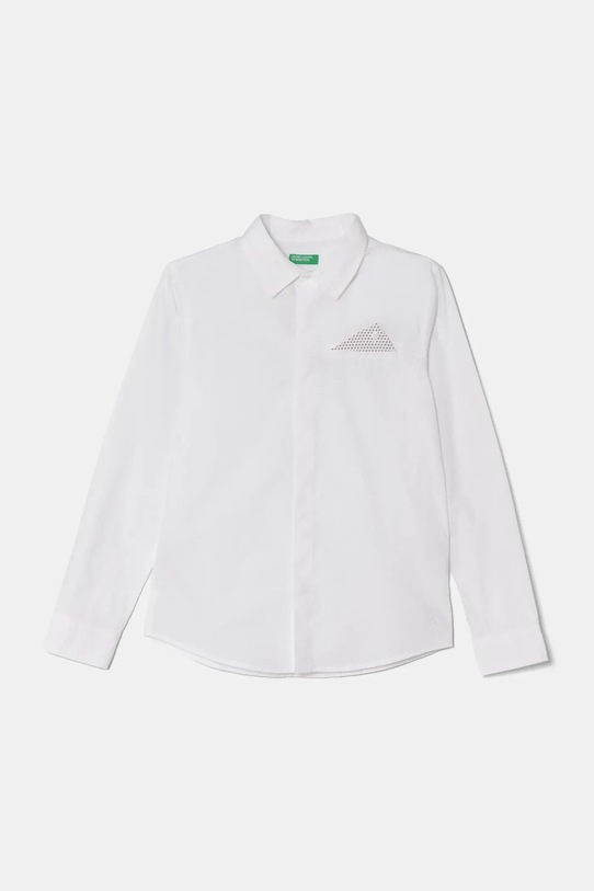 Παιδικό βαμβακερό πουκάμισο United Colors of Benetton μακρύ λευκό 59UXCQ03M.G.Seasonal