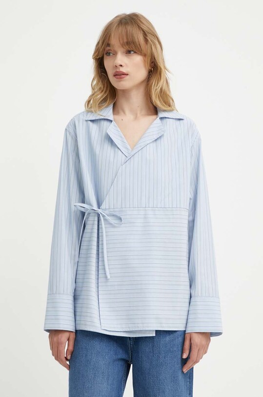 Сорочка Samsoe Samsoe SACALA візерунок блакитний F24200109