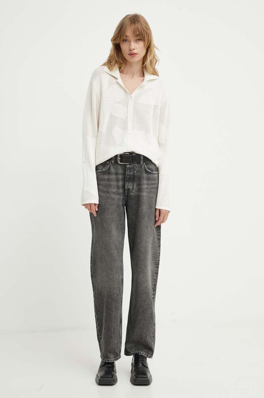 Samsoe Samsoe cardigan din amestec de lana SACONA F24200034 bej AW24