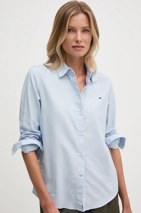 Βαμβακερό πουκάμισο Tommy Hilfiger μπλε WW0WW42019