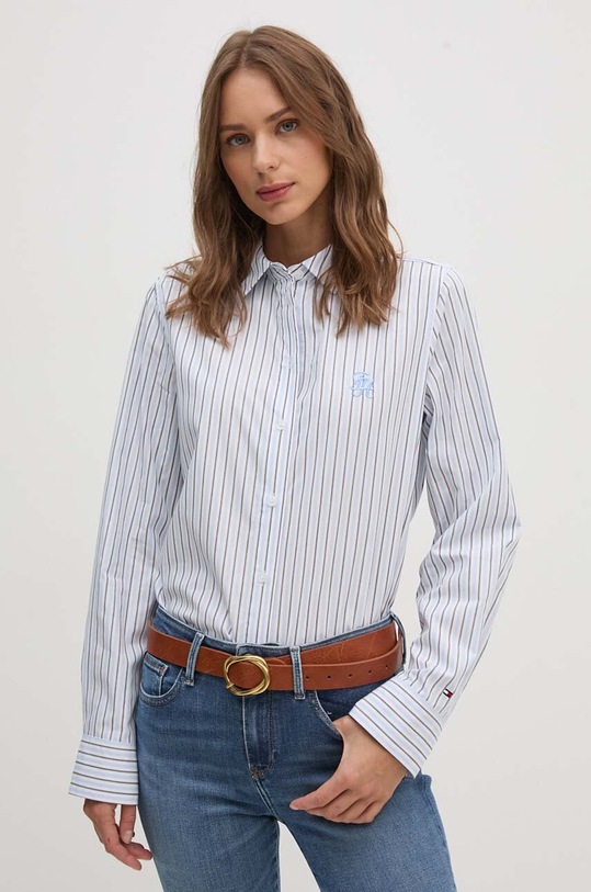 Хлопковая рубашка Tommy Hilfiger узор голубой WW0WW42274