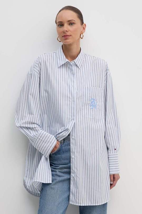 Tommy Hilfiger koszula bawełniana wzorzyste niebieski WW0WW42592