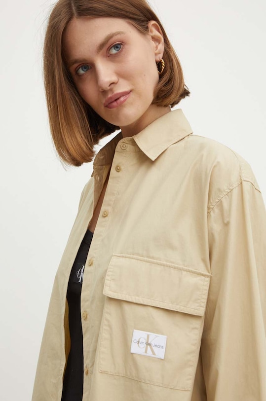Calvin Klein Jeans koszula bawełniana beżowy J20J223867