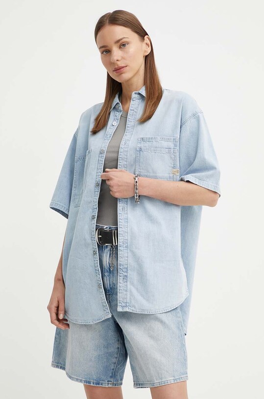 G-Star cămașă din denim scurt albastru D24882.D252