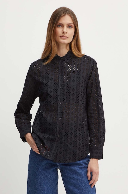 Dkny koszula bawełniana bawełna czarny DJ4W2004