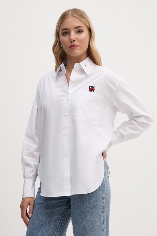 Dkny koszula bawełniana klasyczny biały D2E4A112
