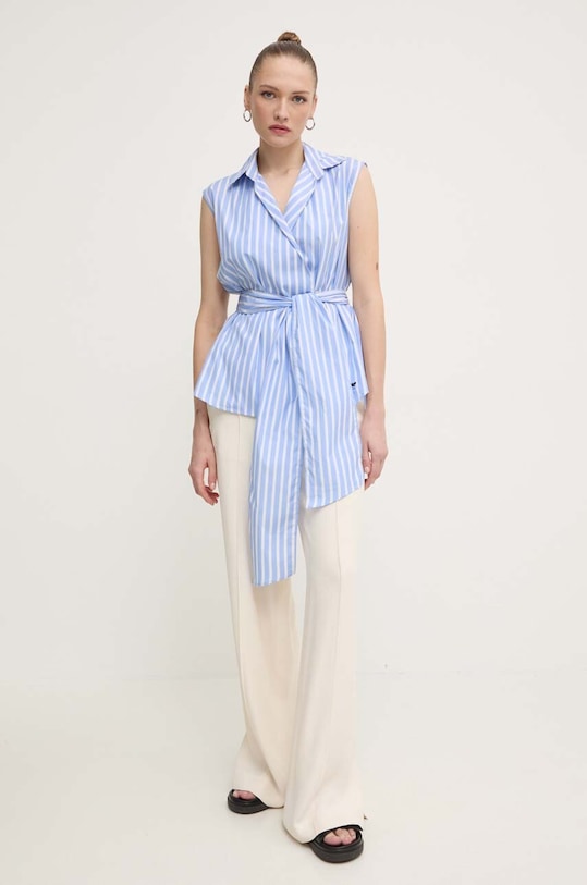 Weekend Max Mara koszula bawełniana 2425116121600 niebieski AW24
