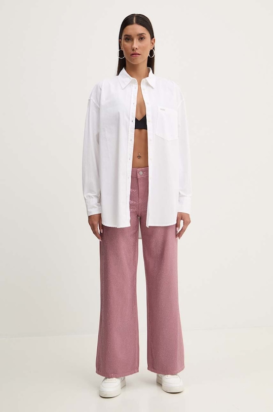 Bavlnená košeľa Guess Jeans W4YH22.WGCF1 biela SS25