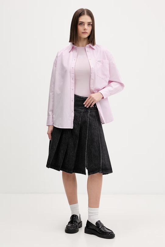 Guess Jeans koszula bawełniana W4YH22.WGCF1 różowy SS26