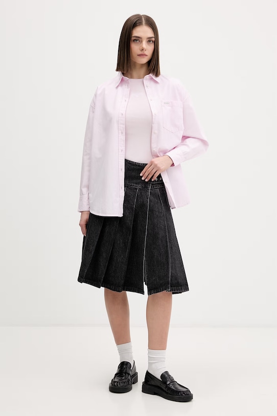 Guess Jeans koszula bawełniana W4YH22.WGCF1 różowy SS26