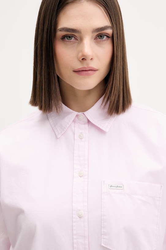 Guess Jeans koszula bawełniana różowy W4YH22.WGCF1
