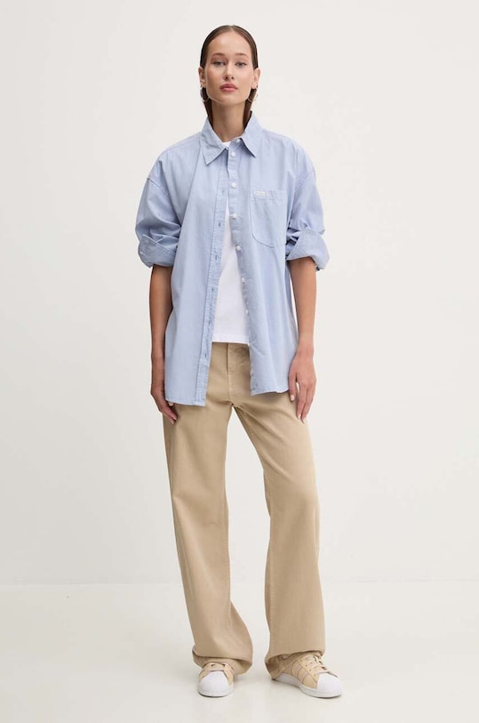 Βαμβακερό πουκάμισο Guess Jeans W4YH22.WGCF1 μπλε SS25