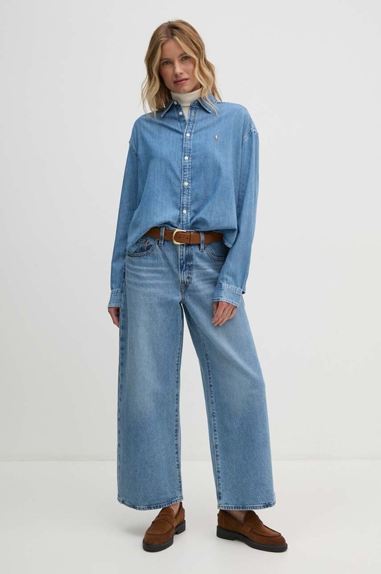 Košile Polo Ralph Lauren 211890707 modrá AW24