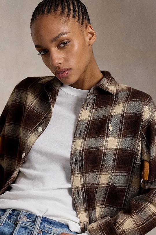 Polo Ralph Lauren koszula bawełniana brązowy 211923863