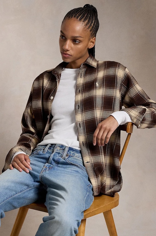 Polo Ralph Lauren koszula bawełniana 211923863 brązowy