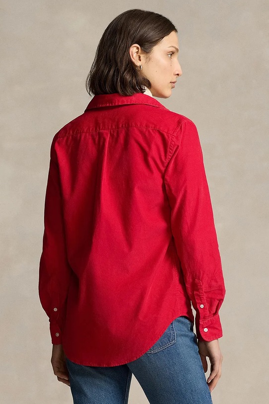 Košulja od samta Polo Ralph Lauren 211941496 crvena AW24