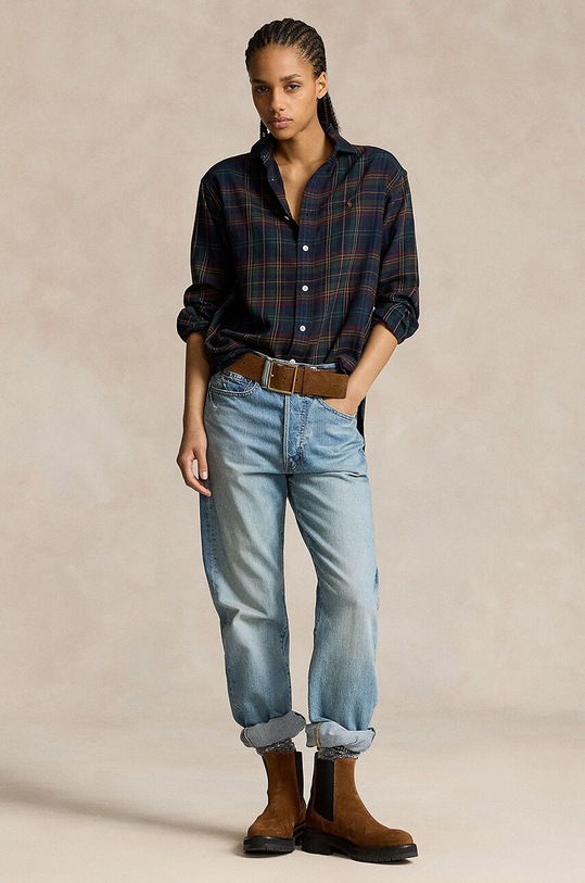 Odzież Polo Ralph Lauren koszula z domieszką wełny 211941519 granatowy
