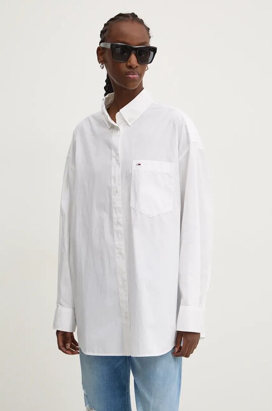 Хлопковая рубашка Tommy Jeans casual белый DW0DW18659