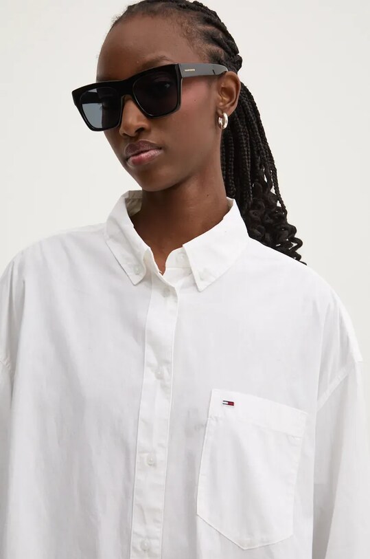Хлопковая рубашка Tommy Jeans белый DW0DW18659