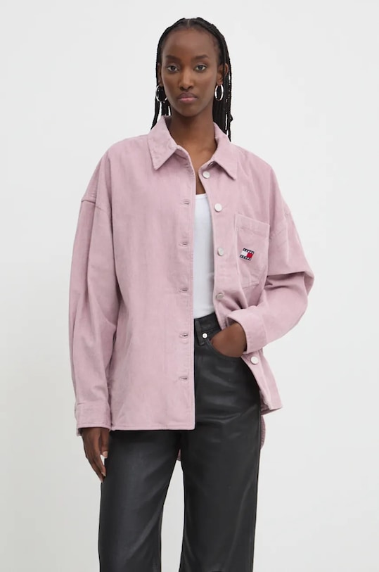 Tommy Jeans koszula sztruksowa klasyczny różowy DW0DW18619