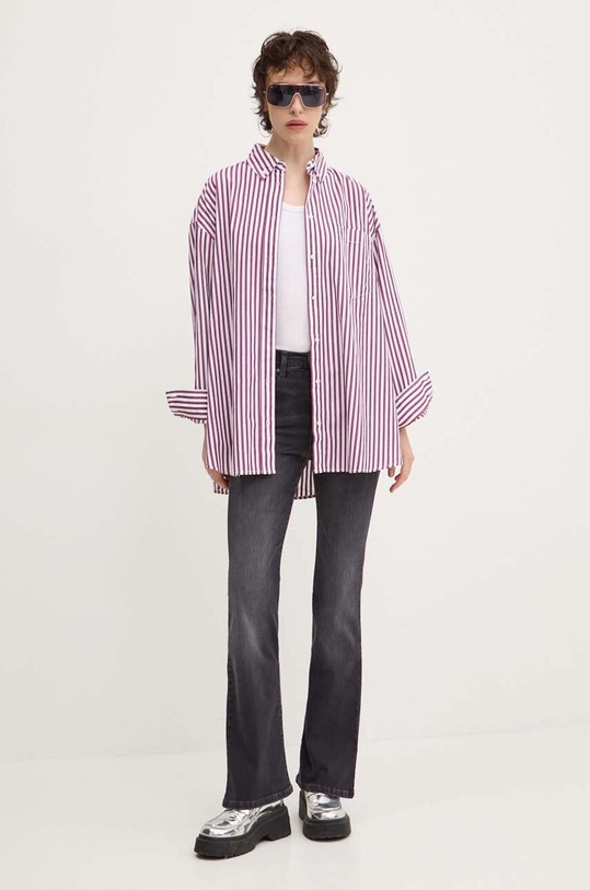 Βαμβακερό πουκάμισο Tommy Jeans DW0DW19236 μωβ AW24
