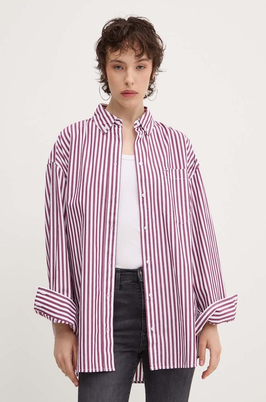 Βαμβακερό πουκάμισο Tommy Jeans μωβ DW0DW19236