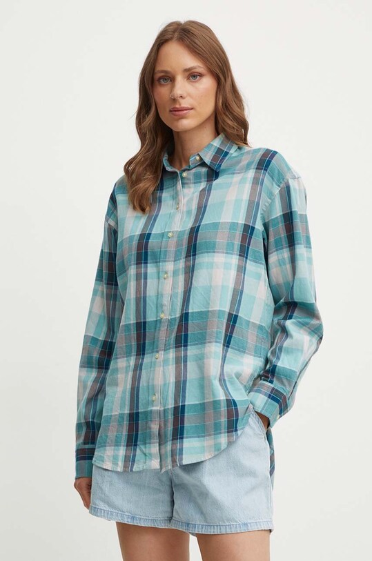 Lauren Ralph Lauren camasa din bumbac cu modele turcoaz 200947644