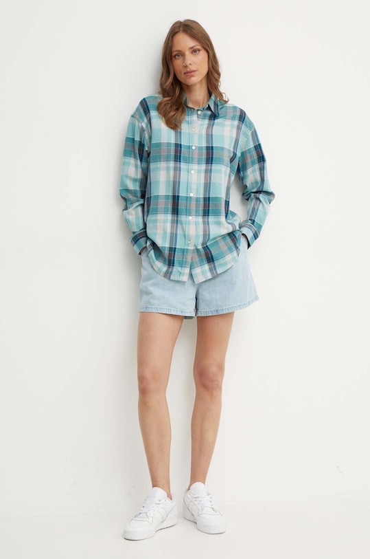 Lauren Ralph Lauren koszula bawełniana 200947644 turkusowy AW24