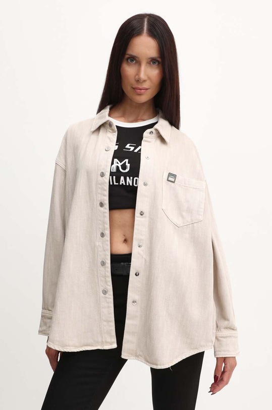 Βαμβακερό πουκάμισο Miss Sixty 6L2XJ1340000 XJ1340 L/S DENIM SHIRT μακρύ μπεζ 6L2XJ1340000