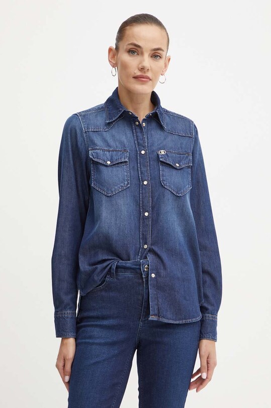 Košile Liu Jo hladký námořnická modř UF4180.D4851