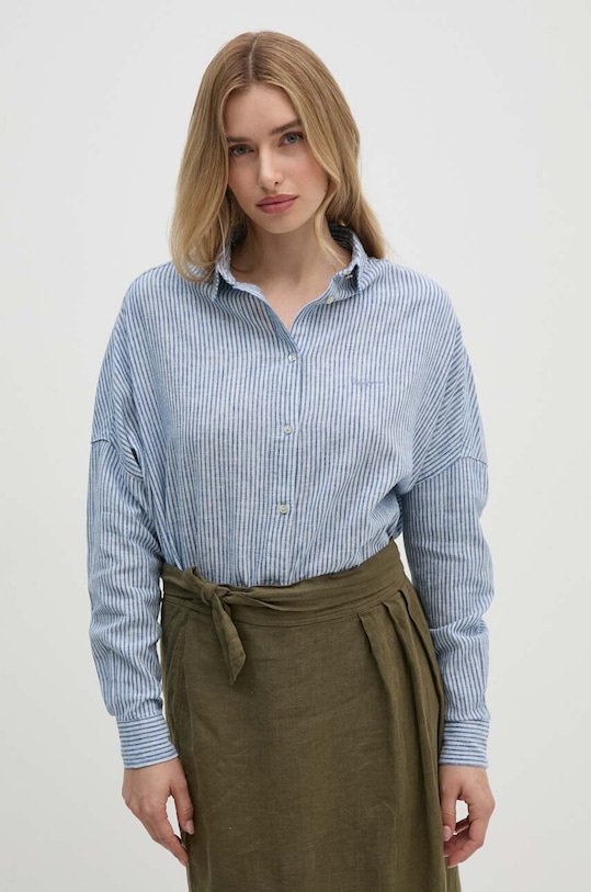 Сорочка з льону Pepe Jeans MARCEL візерунок блакитний PL304870