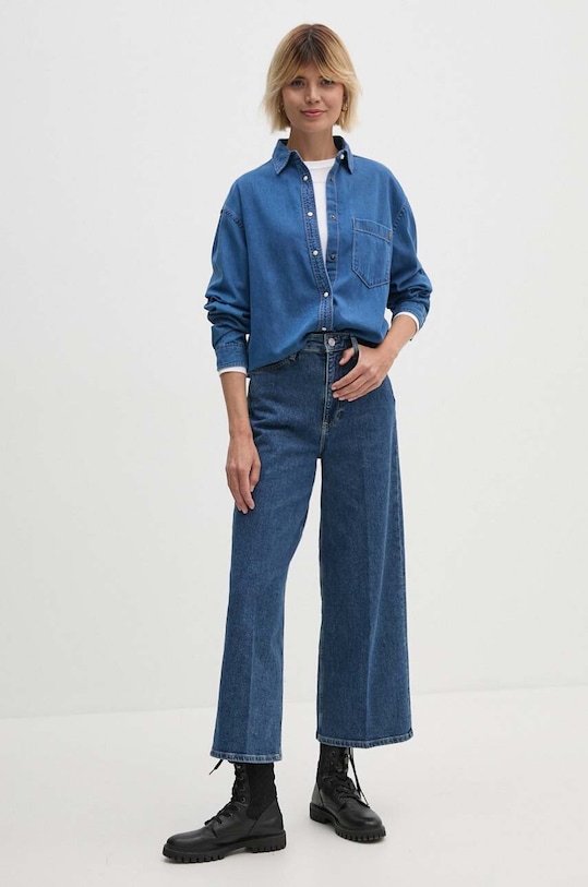 Pepe Jeans camasa jeans BOYFRIEND SHIRT PL304895HT8 albastru AW24