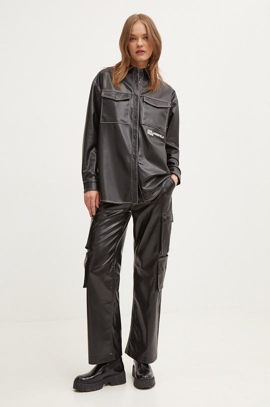 Karl Lagerfeld Jeans geacă cu aspect de cămașă 245J1604 negru AW24