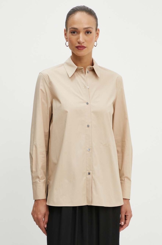 Бавовняна сорочка Karl Lagerfeld 245W1603 коричневий AW24