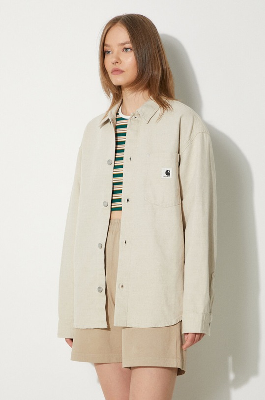 Košulja s dodatkom lana Carhartt WIP Ethel Shirt Jac relaxed bež I033569.502