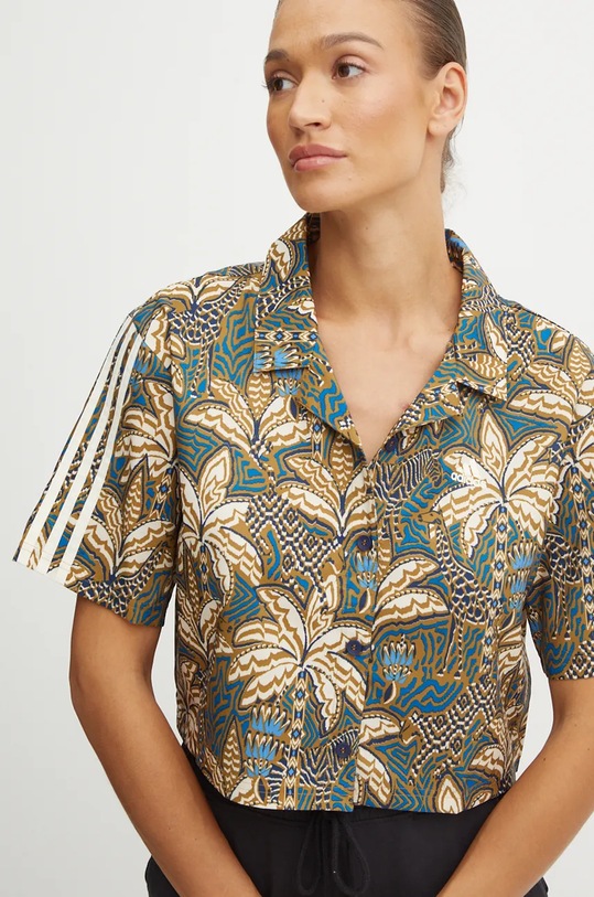 Košeľa adidas x Farm Rio modrá IW5184