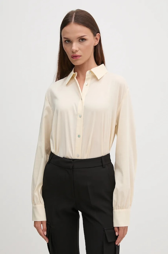 Košeľa United Colors of Benetton jednofarebný béžová 5LLEDQ0A7