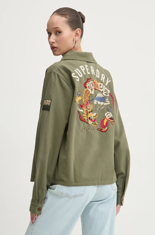 Bavlněná košile Superdry nášivka zelená W5011791A.SA2
