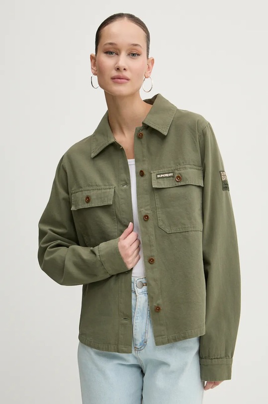 Oblečení Bavlněná košile Superdry W5011791A.SA2 zelená