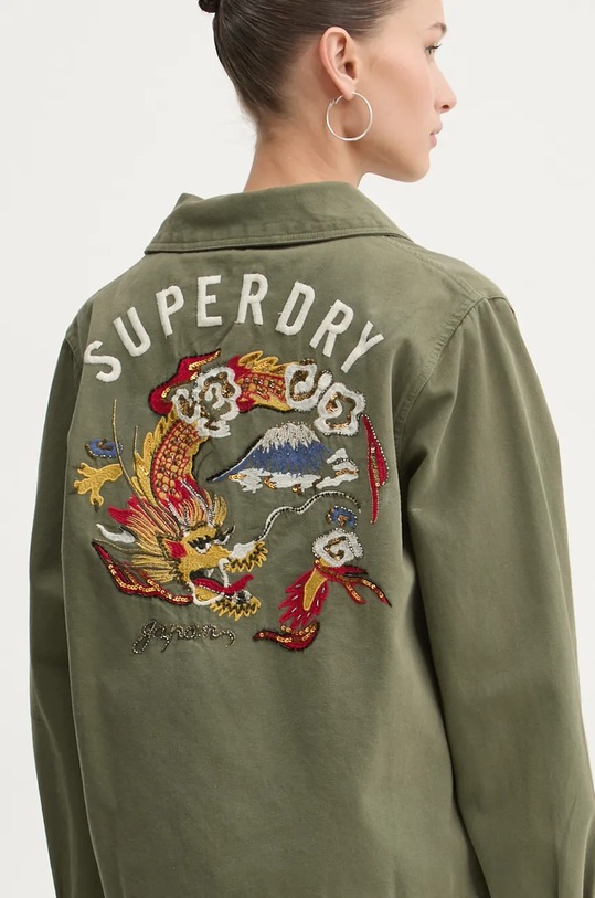 Bavlněná košile Superdry W5011791A.SA2 zelená