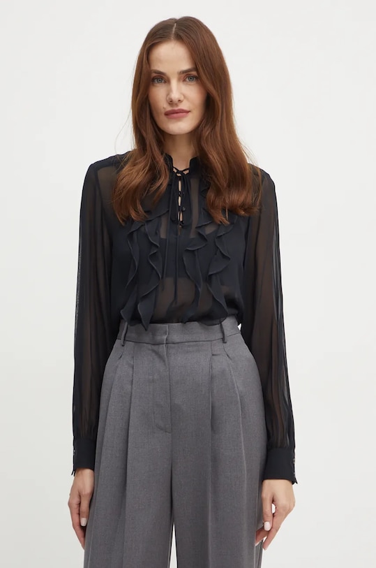 Hedvábná halenka Marella hladký černá 2423116141200