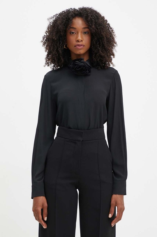 Hodvábna košeľa Marella jednofarebný čierna 2423116181200