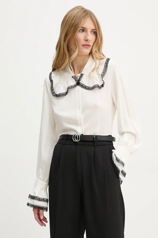 The Kooples camasa de matase alb FCCL29004K
