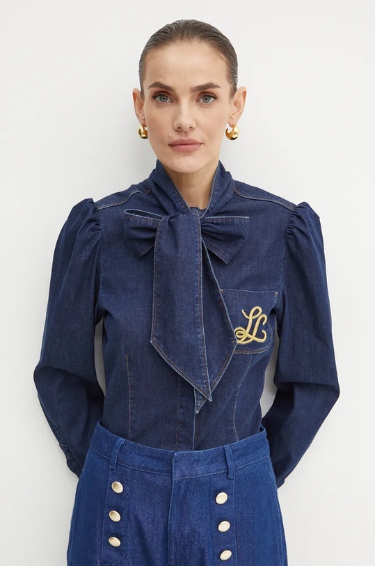 Luisa Spagnoli koszula jeansowa LEONESSA z elastanem niebieski 541501