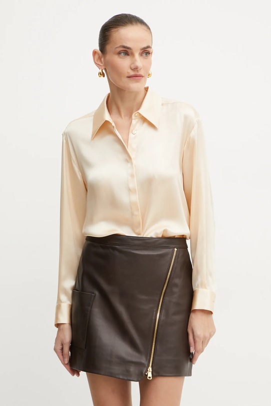 Luisa Spagnoli cămașă de mătase LEVRIERO lung bej 541544