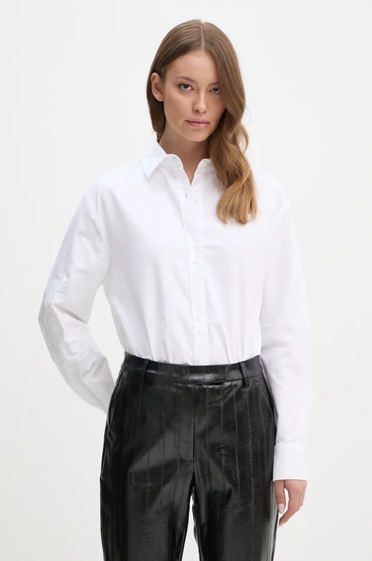 United Colors of Benetton camasa din bumbac lung alb 5UPQDQ006