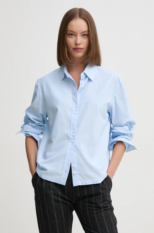 United Colors of Benetton camasa din bumbac lung albastru 5UPQDQ006