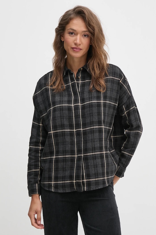 Košulja s primjesom vune United Colors of Benetton casual siva 5RGLDQ09U