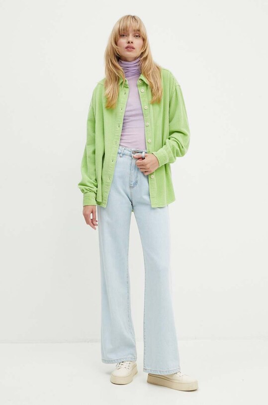 American Vintage camasa din velur PADO06AH24 verde AW24